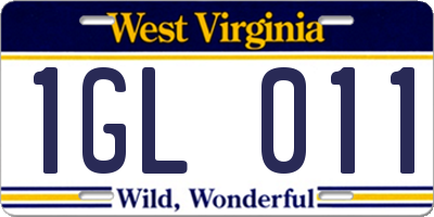 WV license plate 1GL011