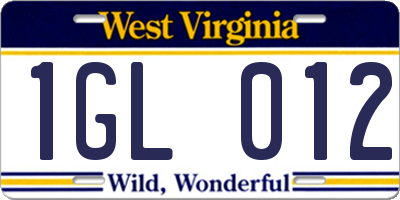 WV license plate 1GL012