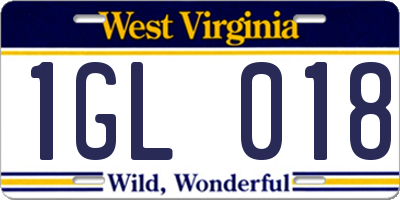 WV license plate 1GL018