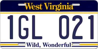 WV license plate 1GL021