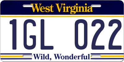 WV license plate 1GL022
