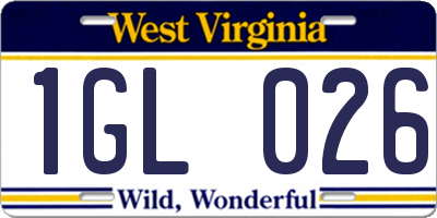 WV license plate 1GL026