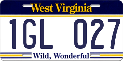 WV license plate 1GL027