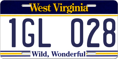WV license plate 1GL028