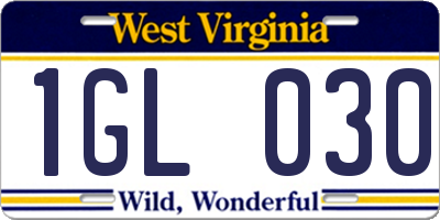 WV license plate 1GL030