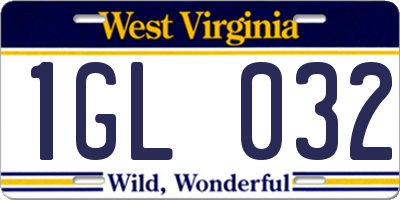 WV license plate 1GL032