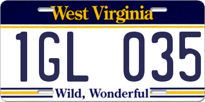 WV license plate 1GL035