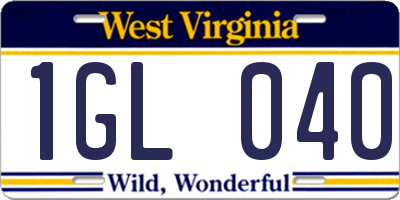 WV license plate 1GL040