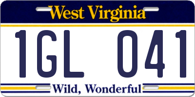 WV license plate 1GL041