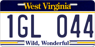 WV license plate 1GL044