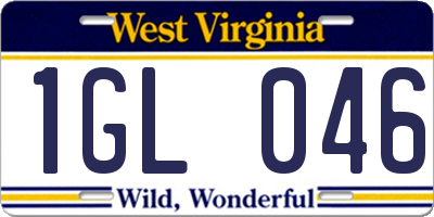 WV license plate 1GL046