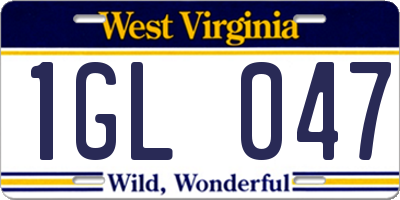 WV license plate 1GL047