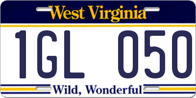 WV license plate 1GL050
