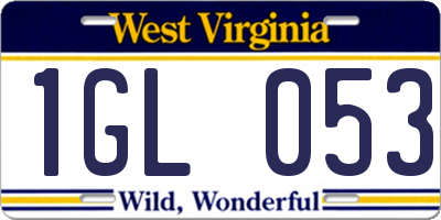 WV license plate 1GL053