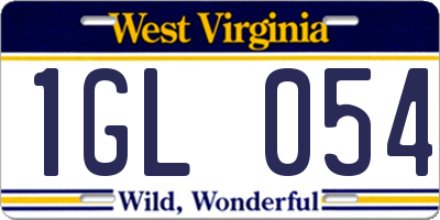 WV license plate 1GL054