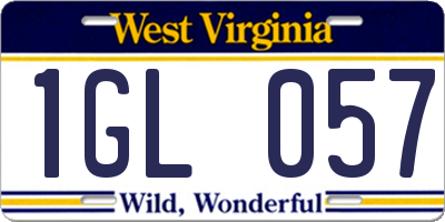 WV license plate 1GL057