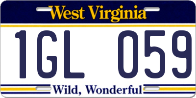 WV license plate 1GL059
