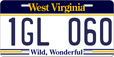 WV license plate 1GL060