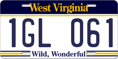 WV license plate 1GL061