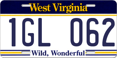 WV license plate 1GL062