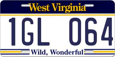 WV license plate 1GL064