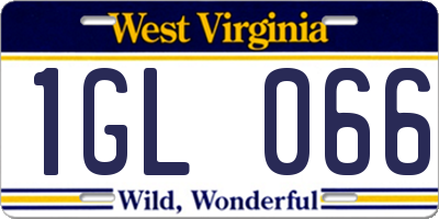 WV license plate 1GL066