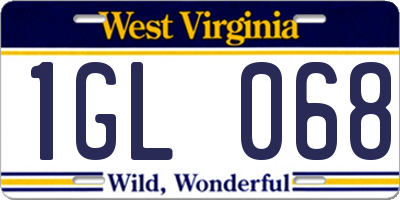 WV license plate 1GL068