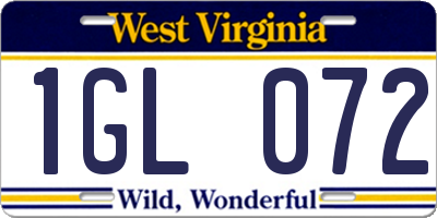 WV license plate 1GL072