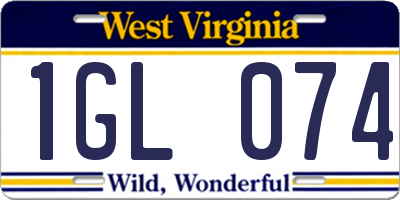 WV license plate 1GL074