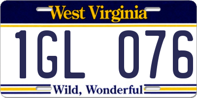 WV license plate 1GL076