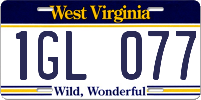 WV license plate 1GL077