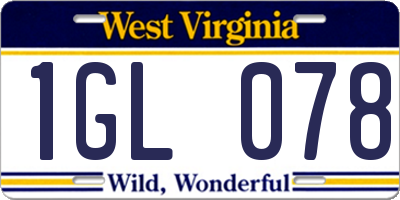 WV license plate 1GL078