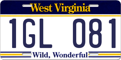 WV license plate 1GL081