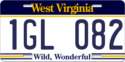 WV license plate 1GL082