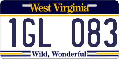 WV license plate 1GL083