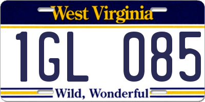 WV license plate 1GL085