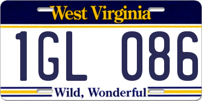 WV license plate 1GL086