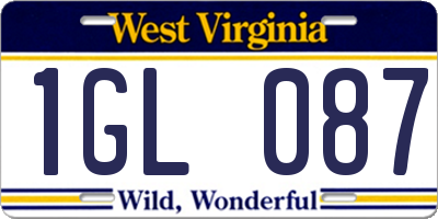 WV license plate 1GL087