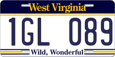WV license plate 1GL089