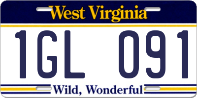 WV license plate 1GL091
