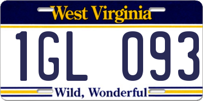 WV license plate 1GL093