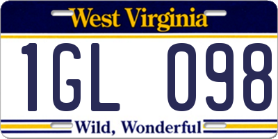 WV license plate 1GL098