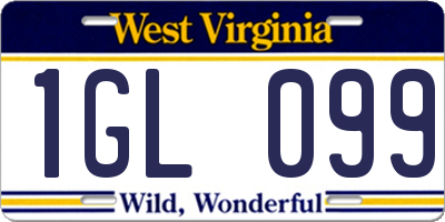 WV license plate 1GL099
