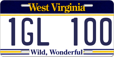 WV license plate 1GL100