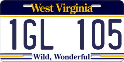 WV license plate 1GL105