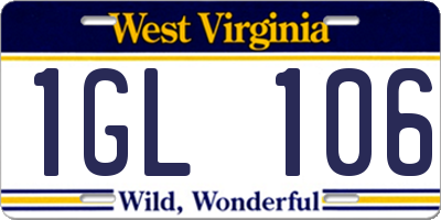 WV license plate 1GL106