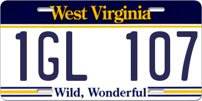 WV license plate 1GL107
