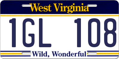 WV license plate 1GL108