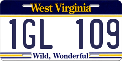WV license plate 1GL109