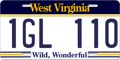 WV license plate 1GL110